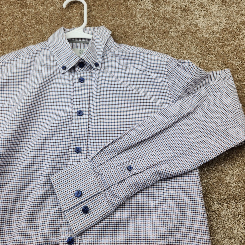 Christian Lacroix‎ Mens Contemporary Fit Easy Care Micro Check Shirt Blue 14.5 S